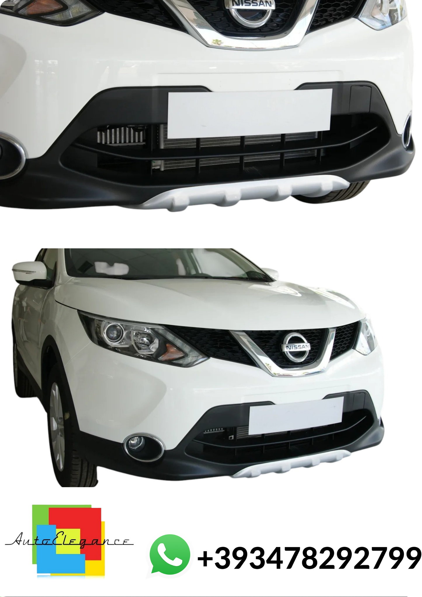 💕DIFFUSORE ANTERIORE V.1 Nissan Qashqai J11 Nero Lucido 💕