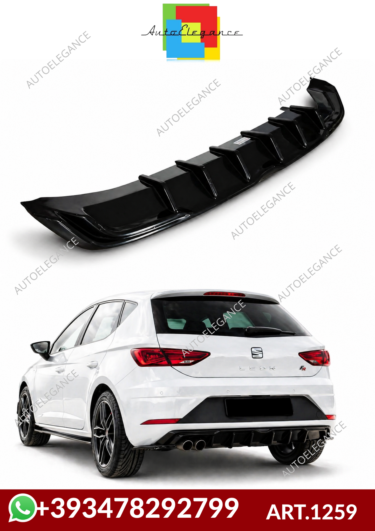 💕ART.1259 DIFFUSORE SEAT LEON 5F LIFT 2017-2020 FR NERO LUCIDO💕