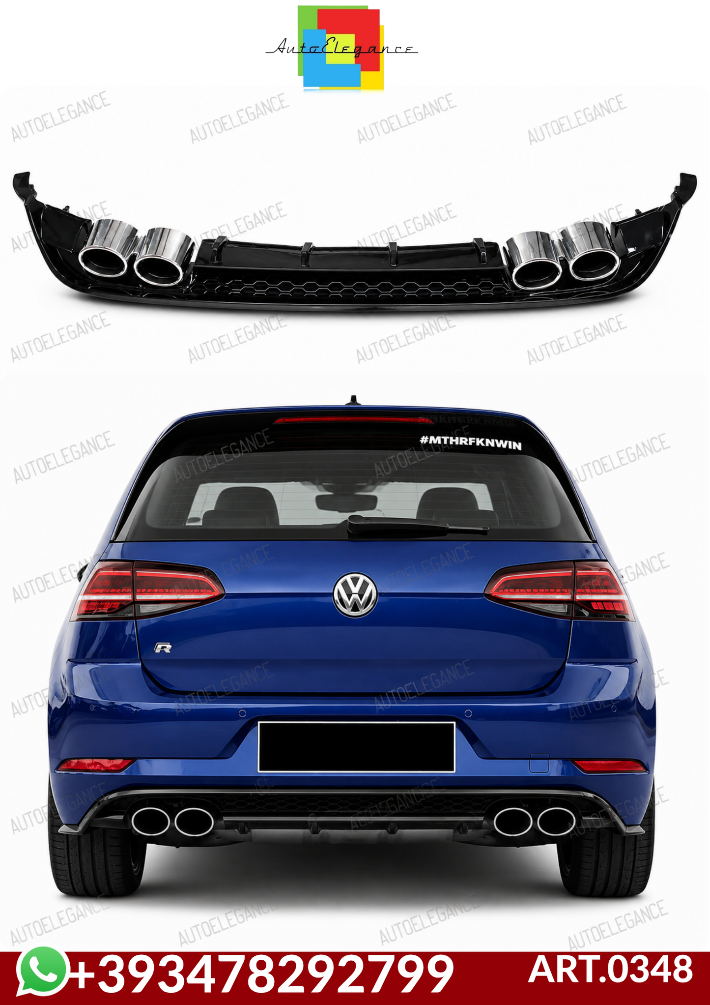 💕ART.0348 DIFFUSORE VW GOLF 7.5 2+2 NERO LUCIDO 💕