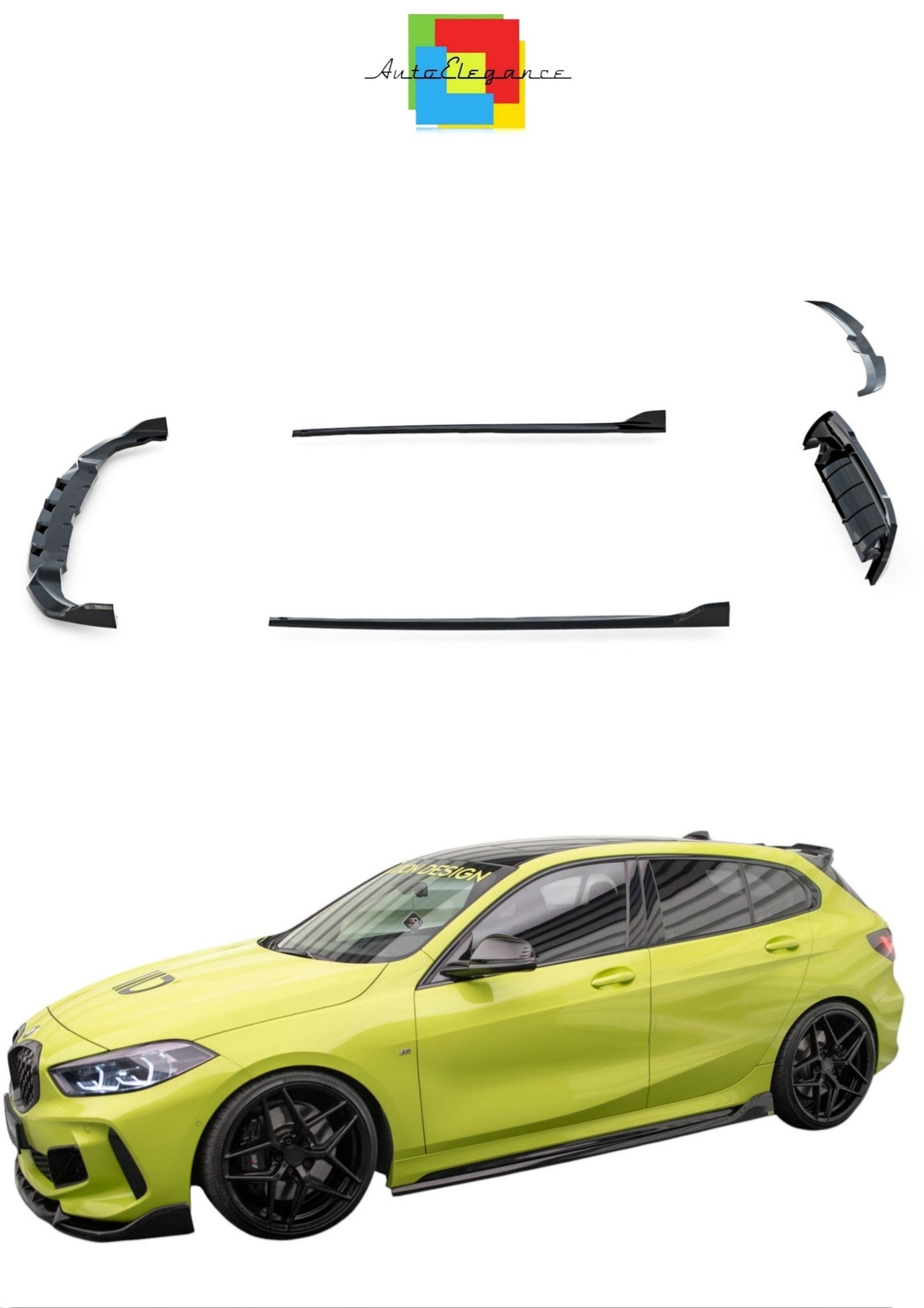 SPLITTER SUITABLE FOR VW GOLF 8 GTI GTD RLINE LOOK GLOSSY BLACK SPORTY DESIGN 
