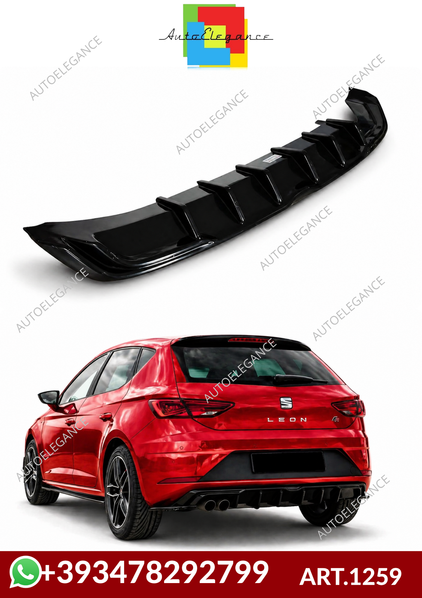 💕ART.1259 DIFFUSORE SEAT LEON 5F LIFT 2017-2020 FR NERO LUCIDO💕