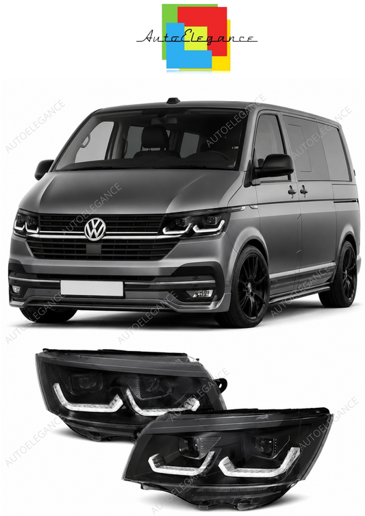💕 Fari Anteriori Adatto per VW T6.1 2020- Tube Light DRL LED Neri Sequenziali 💕