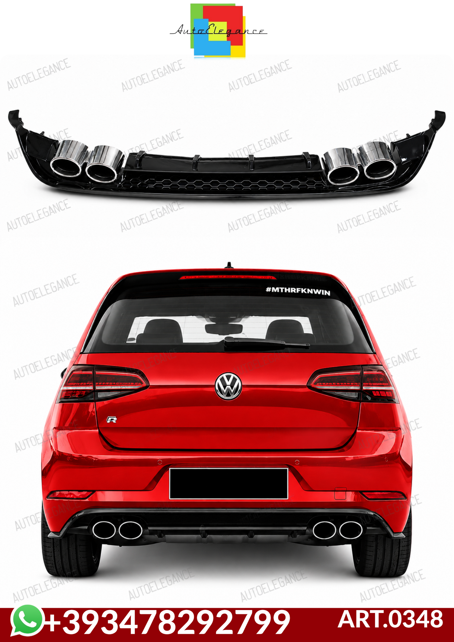 💕ART.0348 DIFFUSORE VW GOLF 7.5 2+2 NERO LUCIDO 💕