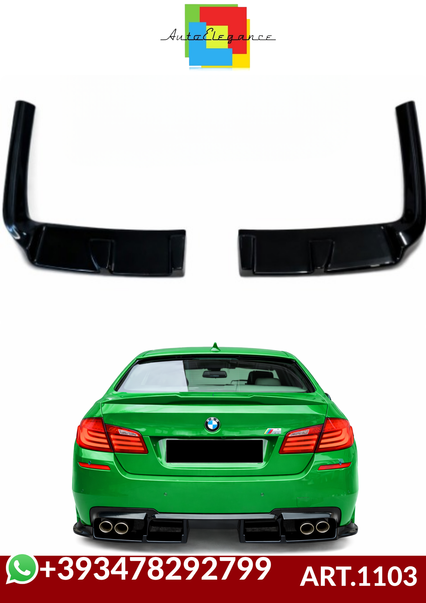 💕ART.1103 FLAP DIFFUSORE BMW SERIE 5 F10 F11 LOOK M5  NERO LUCIDO💕