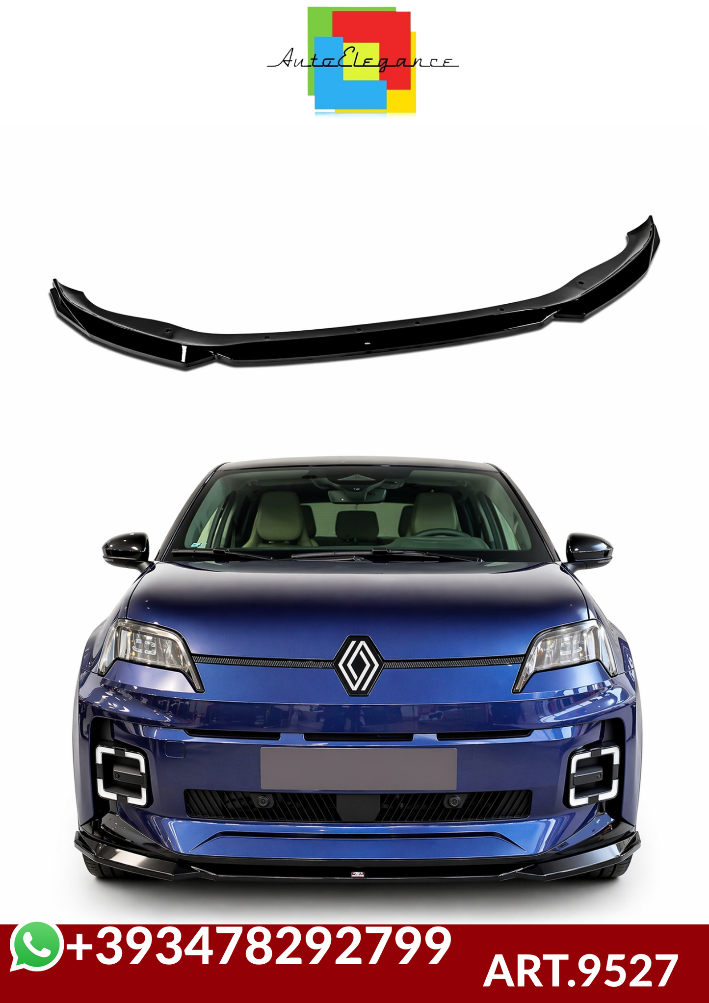 💕ART.9527  Splitter  Renault 5 E-Tech Nero  lucido 💕
