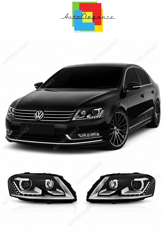 💕 Fari Anteriori Adatto per VW Passat B7 2010-2014 Daylight LED Neri 💕