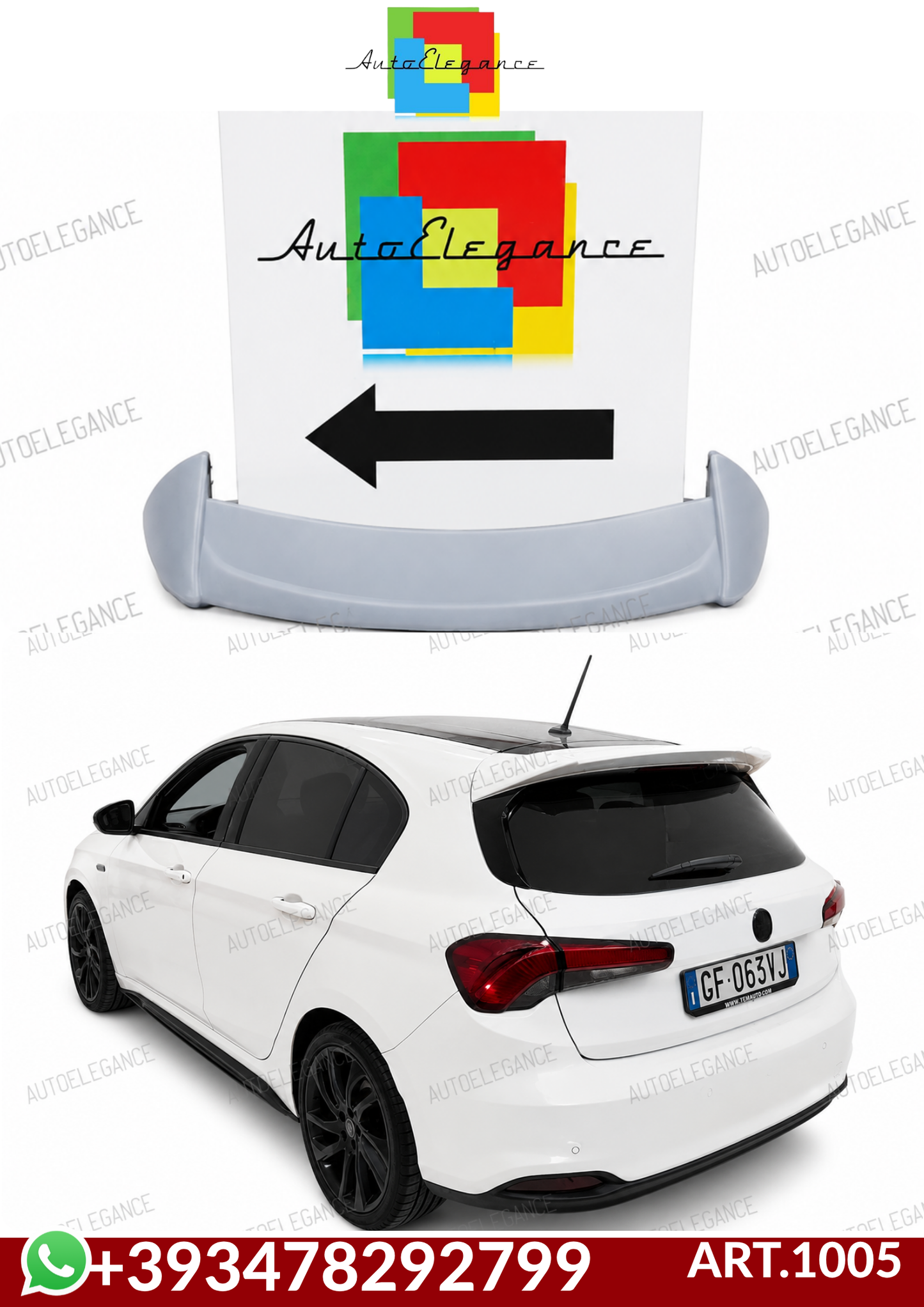 💕ART.1005 SPOILER FIAT TIPO 2015+ HATCHBACK GREZZO💕