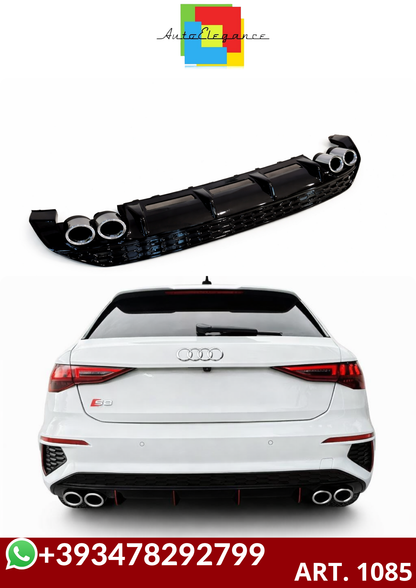💕ART. 1085 DIFFUSORE AUDI A3 8Y 2020-2024  LOOK S3 NERO LUCIDO  💕