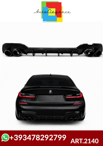 💕ART.2140 DIFFUSORE +TERMINALI BMW SERIE 3 G20 G21 18-22 MSPORT NERO LUCIDO 💕