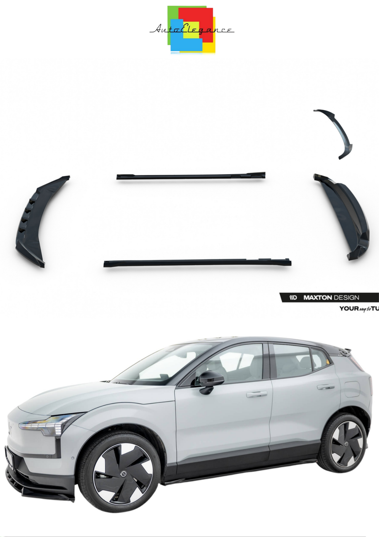 SPLITTER SUITABLE FOR VW GOLF 8 GTI GTD RLINE LOOK GLOSSY BLACK SPORTY DESIGN 