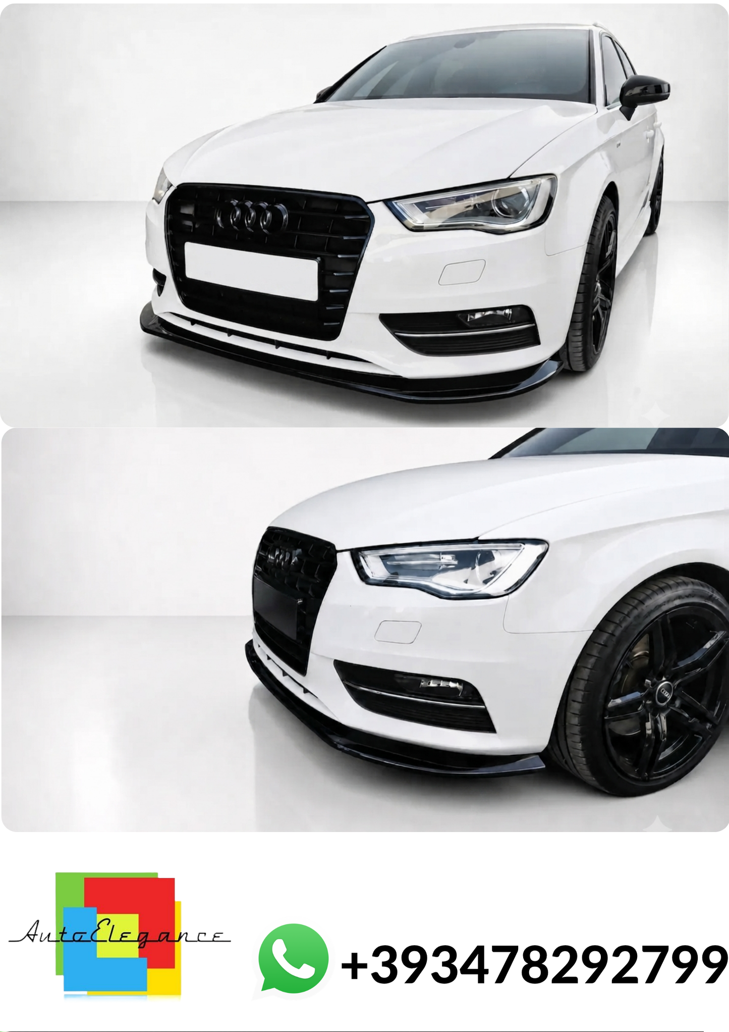 💕SPLITTER ANTERIORE Audi A3 8V Sportback Nero Lucido 💕