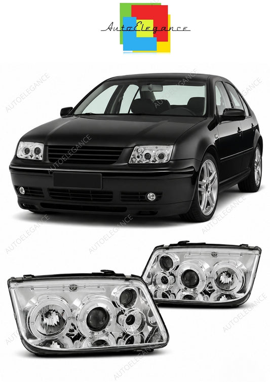 💕 Fari Anteriori Adatto per VW Bora 98-05 Angel Eyes Cromati 💕