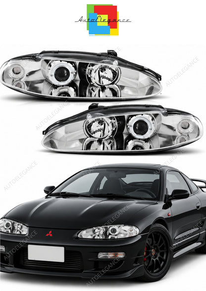💕 Fari Anteriori Adatto per Mitsubishi Eclipse 95-96 Angel Eyes Cromati 💕