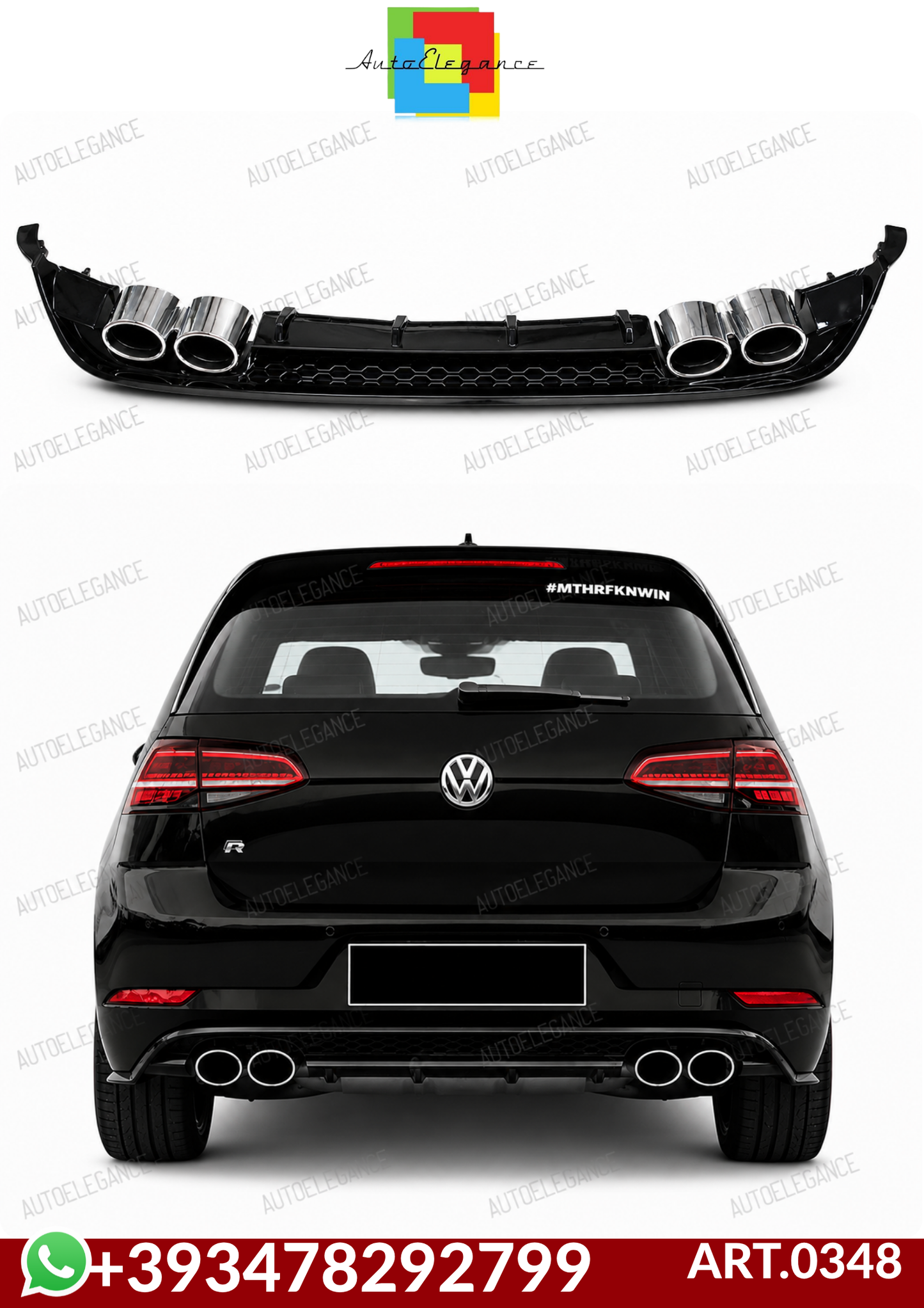 💕ART.0348 DIFFUSORE VW GOLF 7.5 2+2 NERO LUCIDO 💕