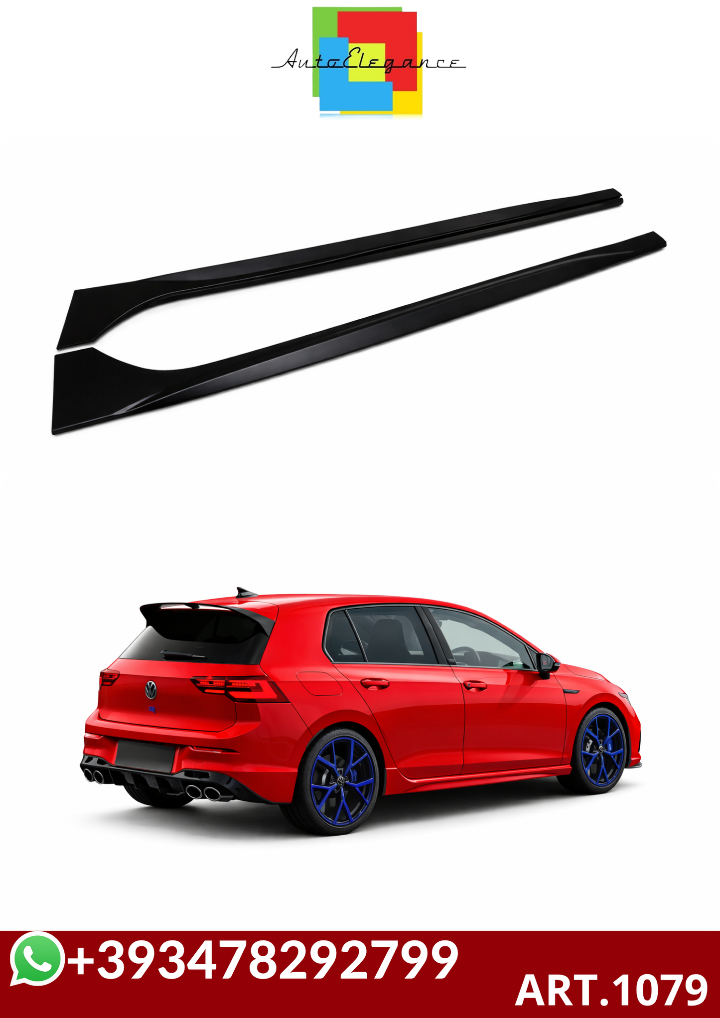 💕ART.1079 MINIGONNE VW GOLF 8 LOOK R NERO OPACO (TOP)💕