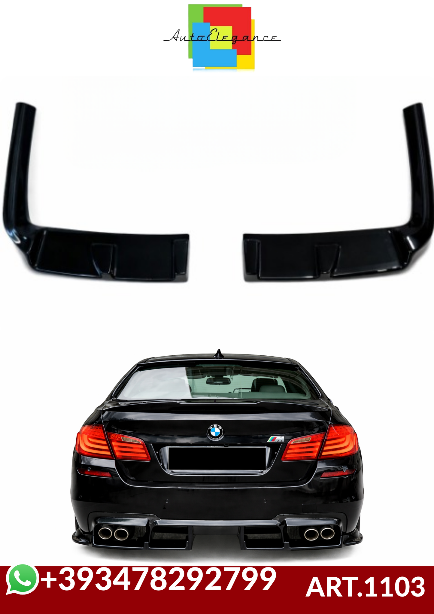 💕ART.1103 FLAP DIFFUSORE BMW SERIE 5 F10 F11 LOOK M5  NERO LUCIDO💕