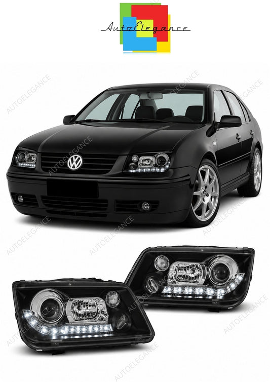 💕 Fari Anteriori Adatto per VW Bora 98-05 Daylight LED Neri 💕