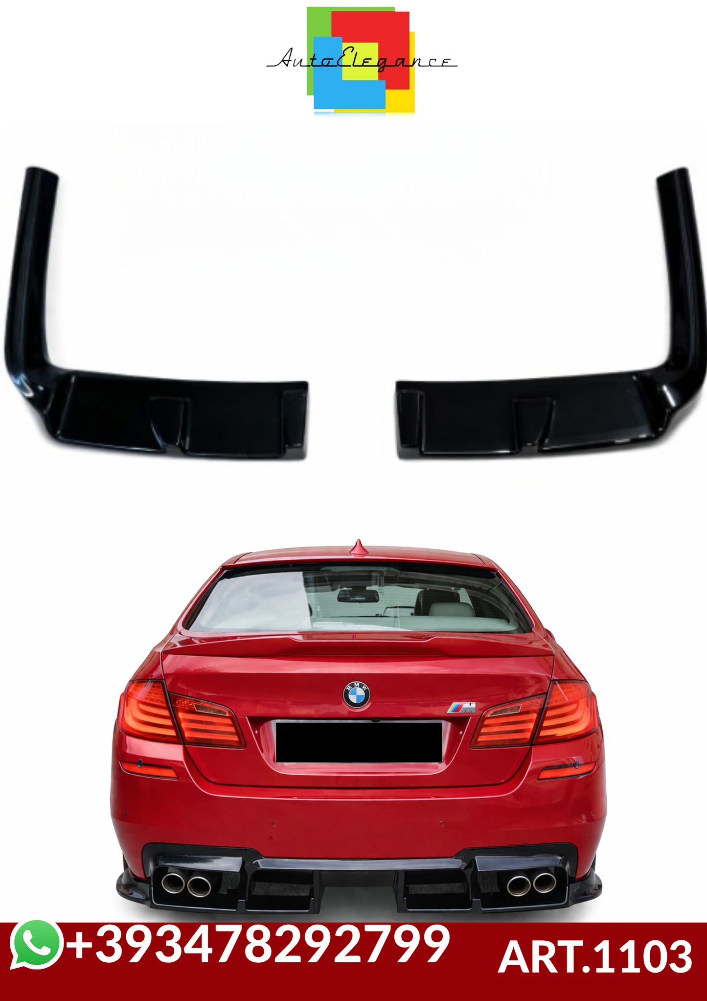 💕ART.1103 FLAP DIFFUSORE BMW SERIE 5 F10 F11 LOOK M5  NERO LUCIDO💕