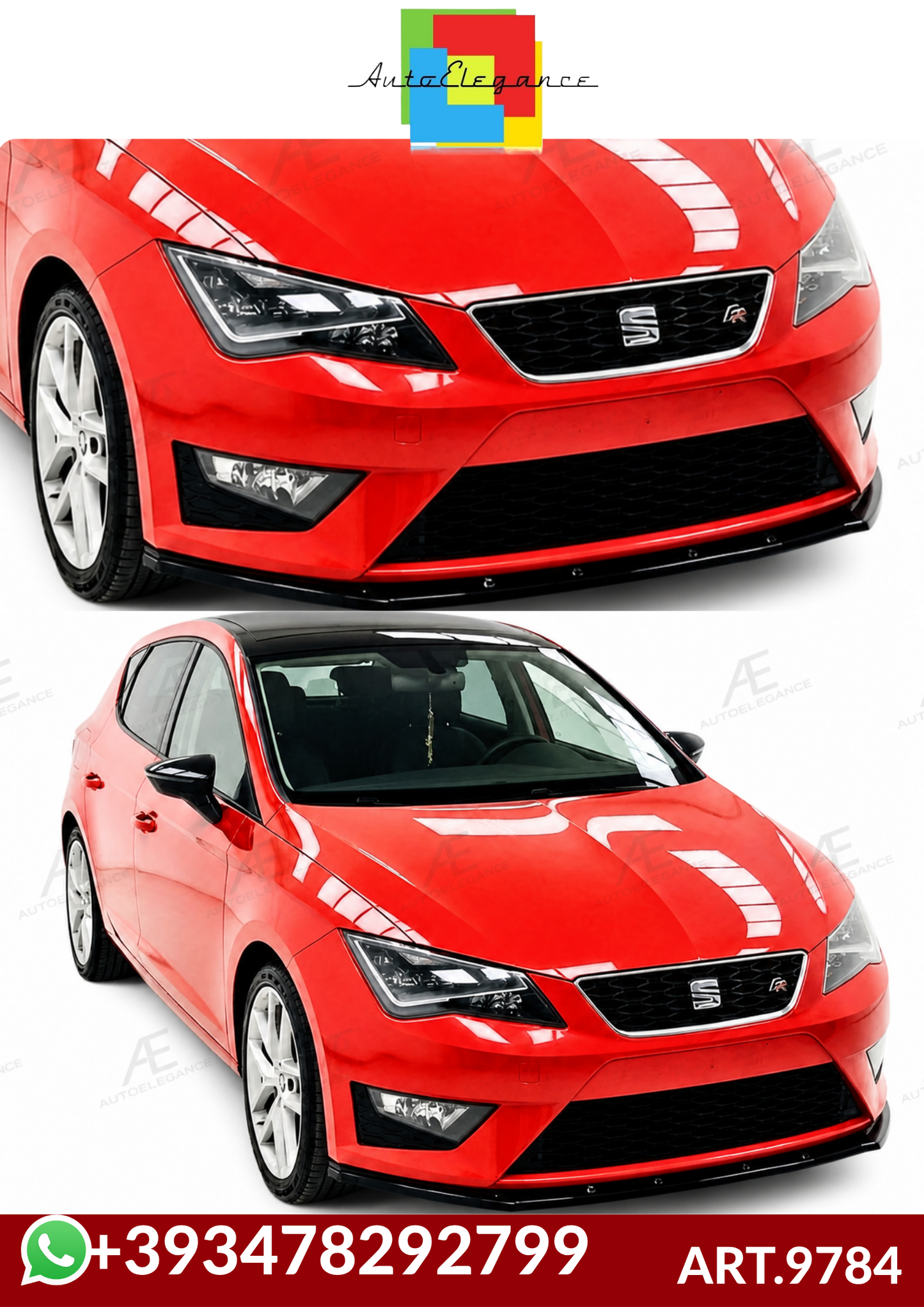 ART.9784  SPLITTER Seat Leon Mk3 2012+ NERO  LUCIDO
