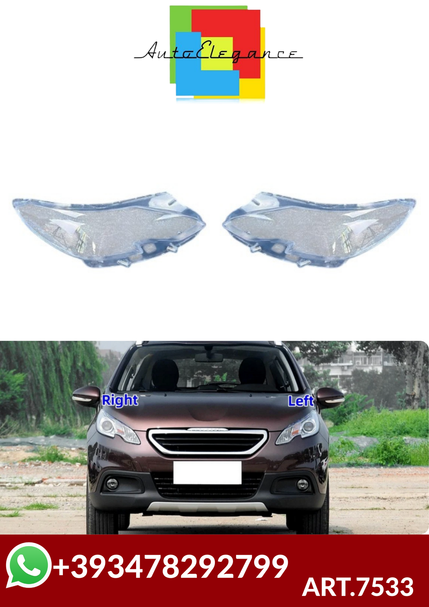 ART.7533 COVER FARI TRANSPARENT Peugeot 2008 2014~2018