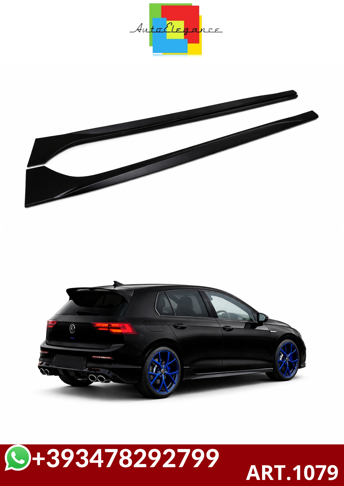 💕ART.1079 MINIGONNE VW GOLF 8 LOOK R NERO OPACO (TOP)💕