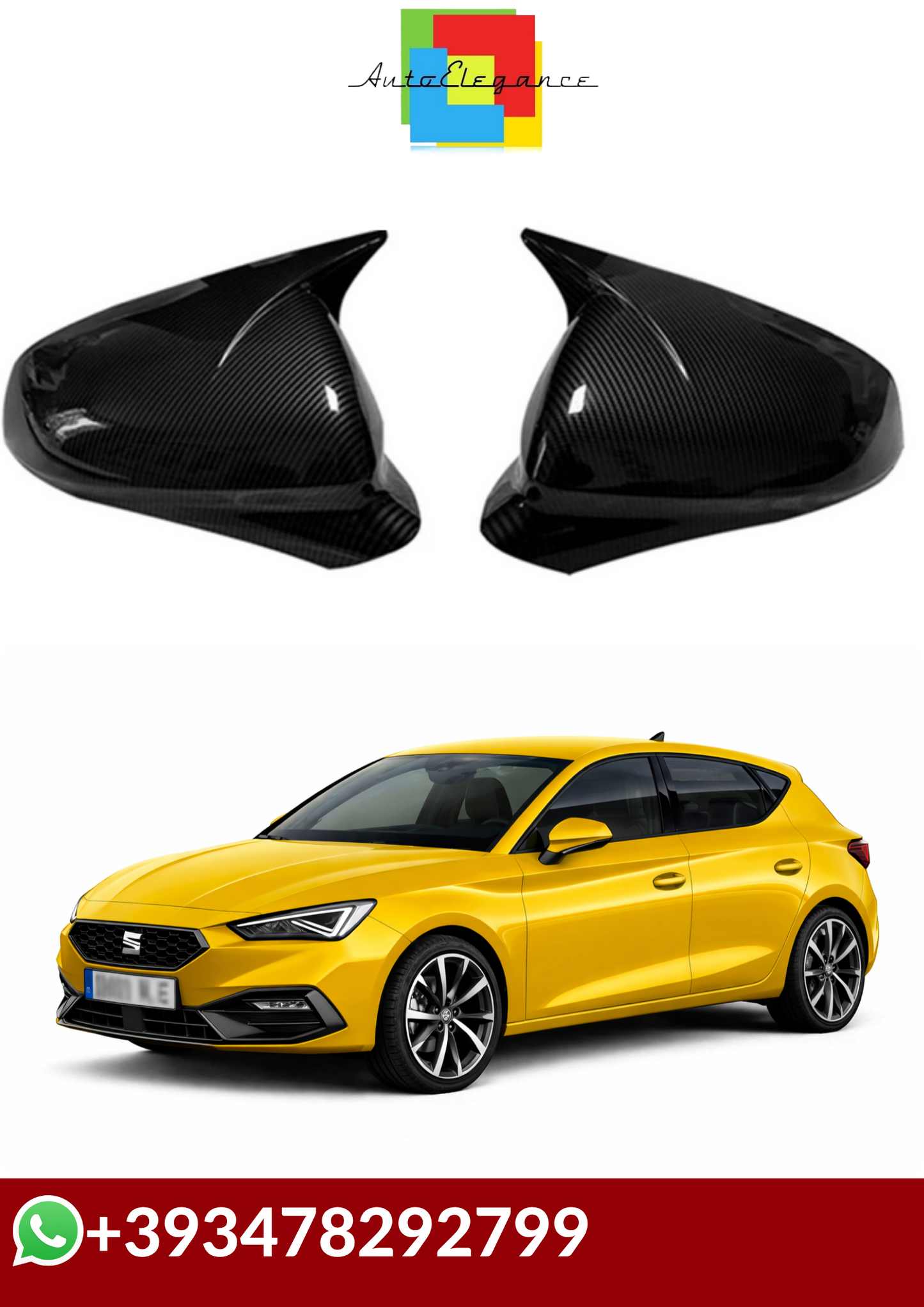 💕 COVER CALOTTE SPECCHIO  Seat Leon MK4 Cupra 2020-2024 CARBONIO💕