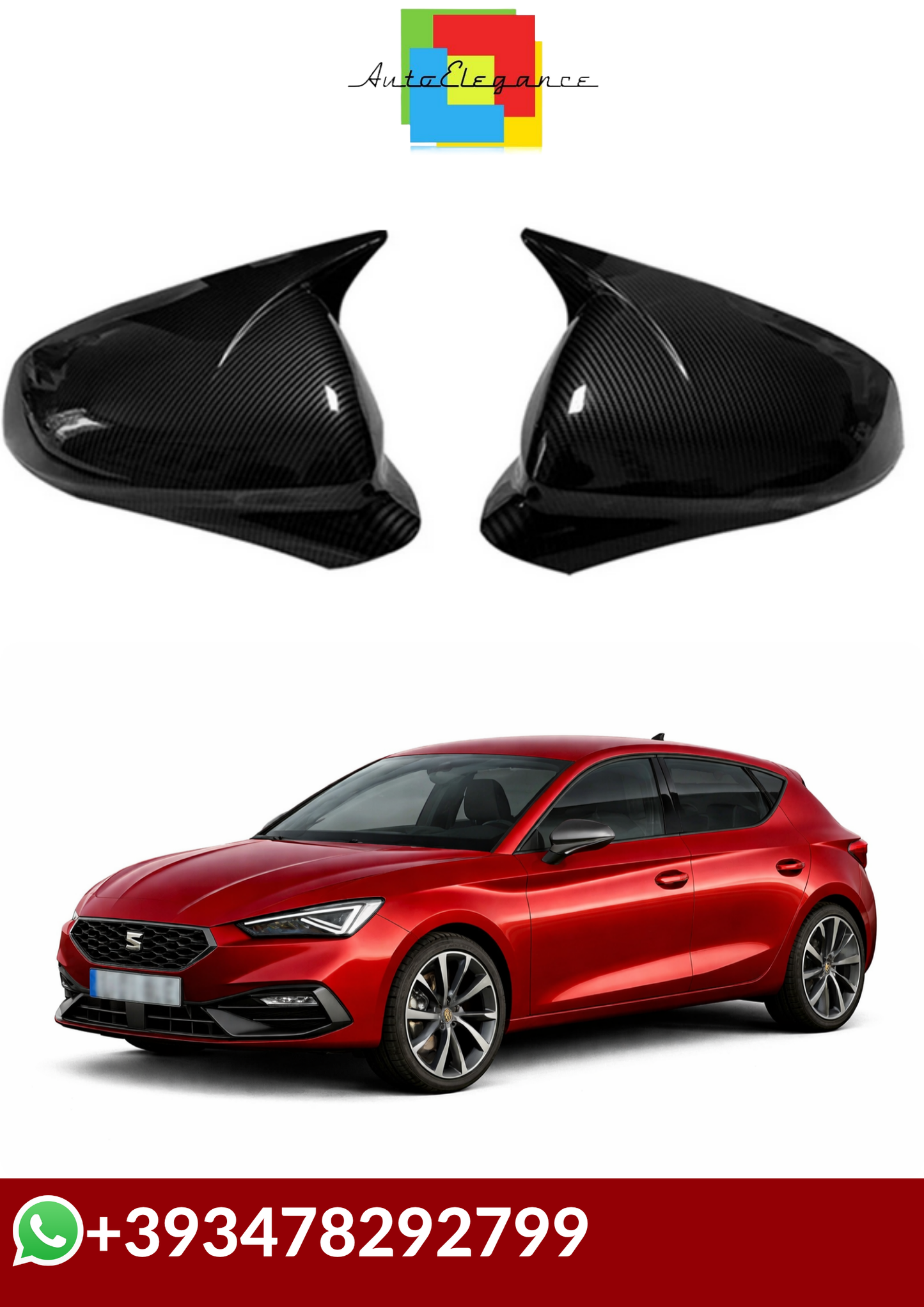 💕 COVER CALOTTE SPECCHIO  Seat Leon MK4 Cupra 2020-2024 CARBONIO💕