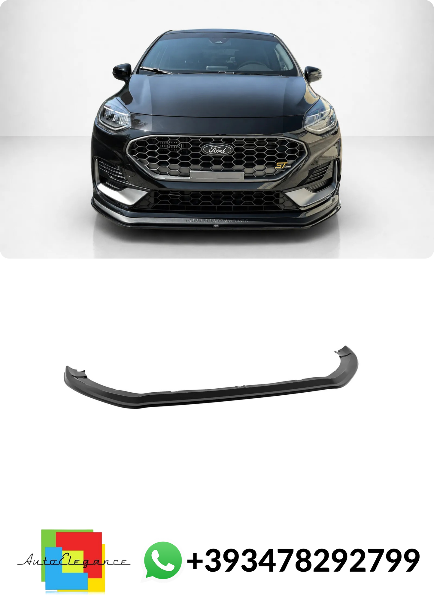 💕SPLITTER ANTERIORE Ford Fiesta ST Mk8 Facelift NERO LUCIDO💕