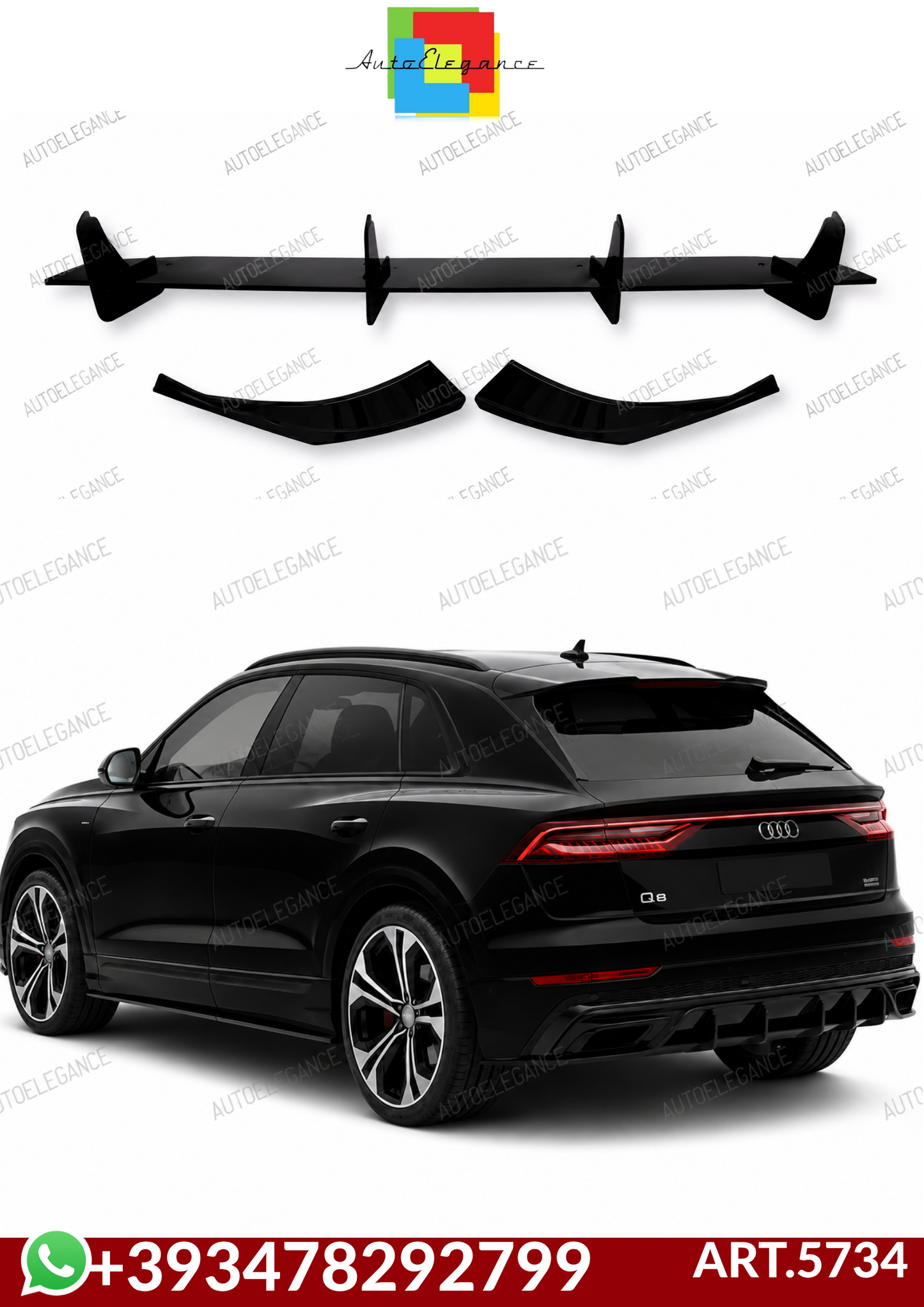 💕ART.5734  SPLITTER + FLAPS AUDI Q8 2018 - up💕