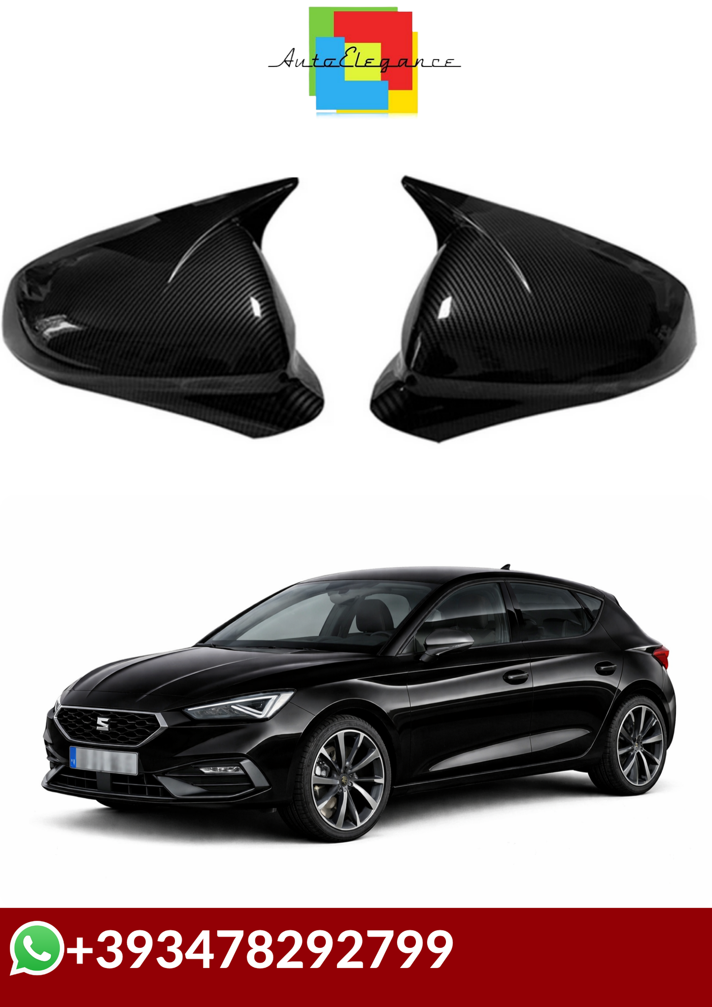 💕 COVER CALOTTE SPECCHIO  Seat Leon MK4 Cupra 2020-2024 CARBONIO💕