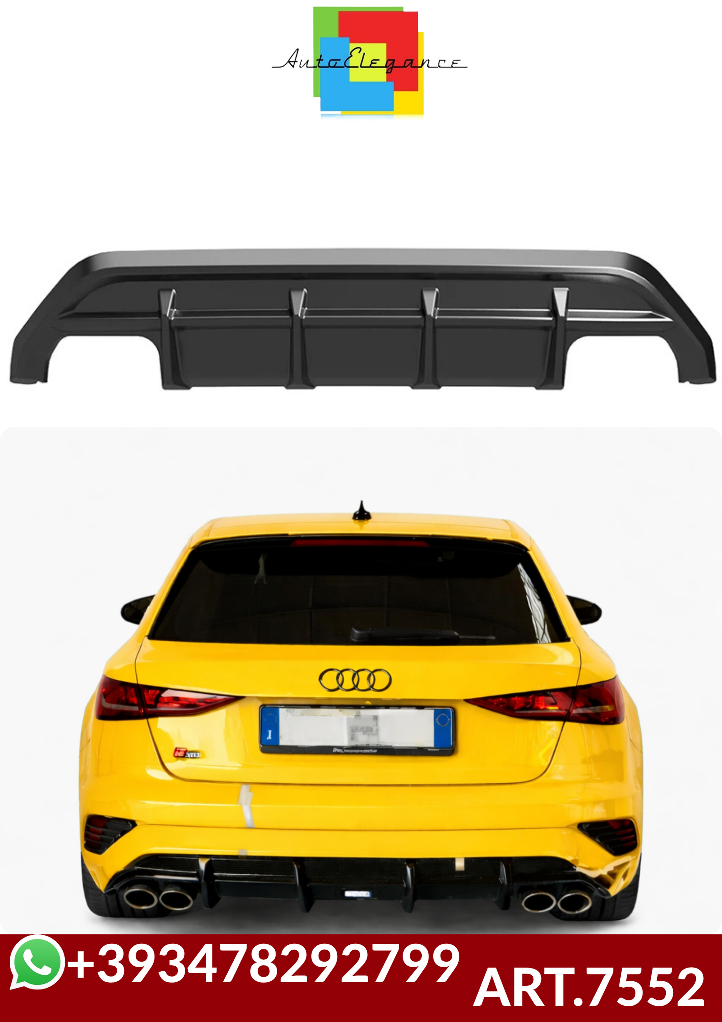 💕ART.7552   Diffusore AUDI A3 S-Line/S3 8Y (Sportback) Facelift 2025+💕