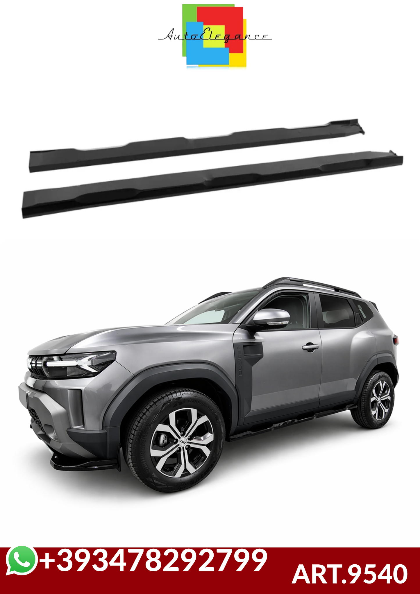 💕 ART.9540  SOTTO MINIGONNE Dacia Duster Mk3 NERO  LUCIDO💕