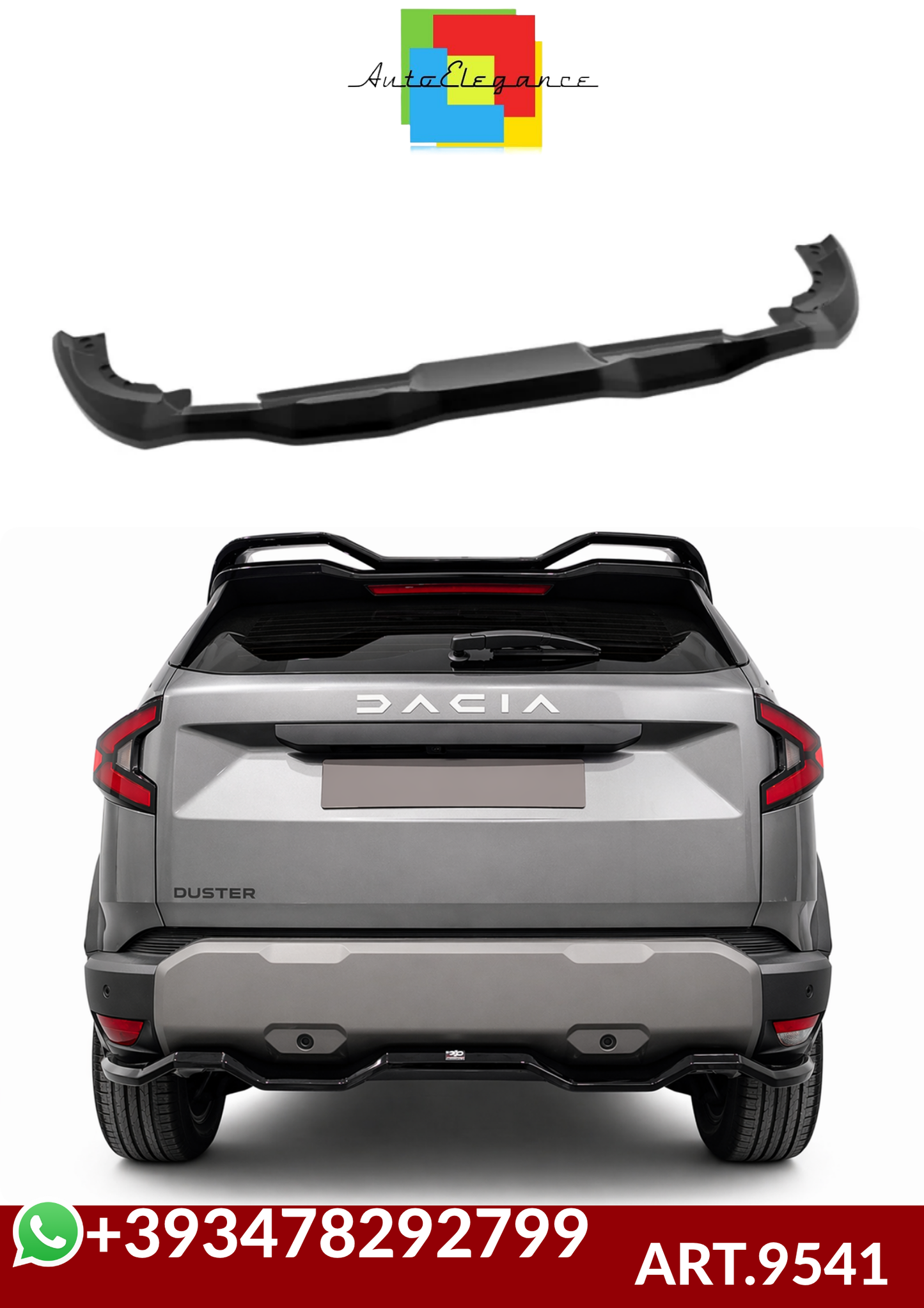 💕ART.9541 Splitter posteriore Dacia Duster Mk3 NERO  LUCIDO  💕