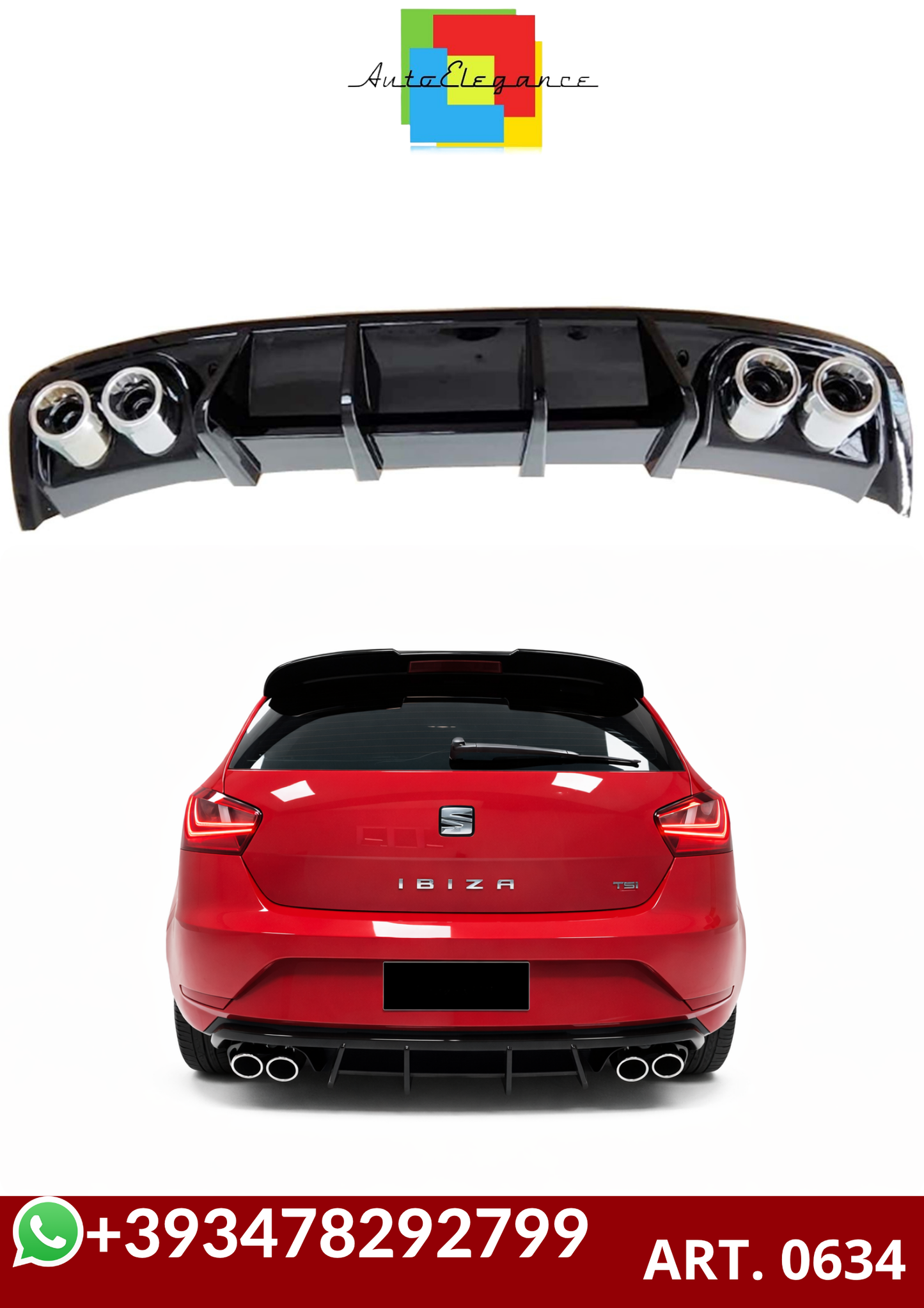 💕ART. 0634 DIFFUSORE SEAT IBIZA 4 6J 08-17 NERO LUCIDO 2+2💕