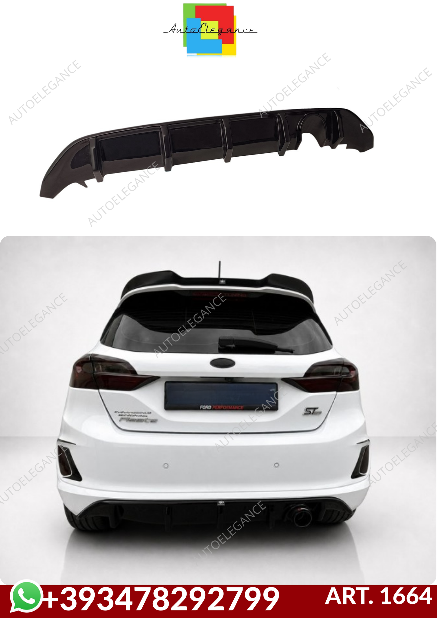 💕ART. 1664 DIFFUSORE FIESTA MK8 2017+ ST-LINE NERO LUCIDO💕