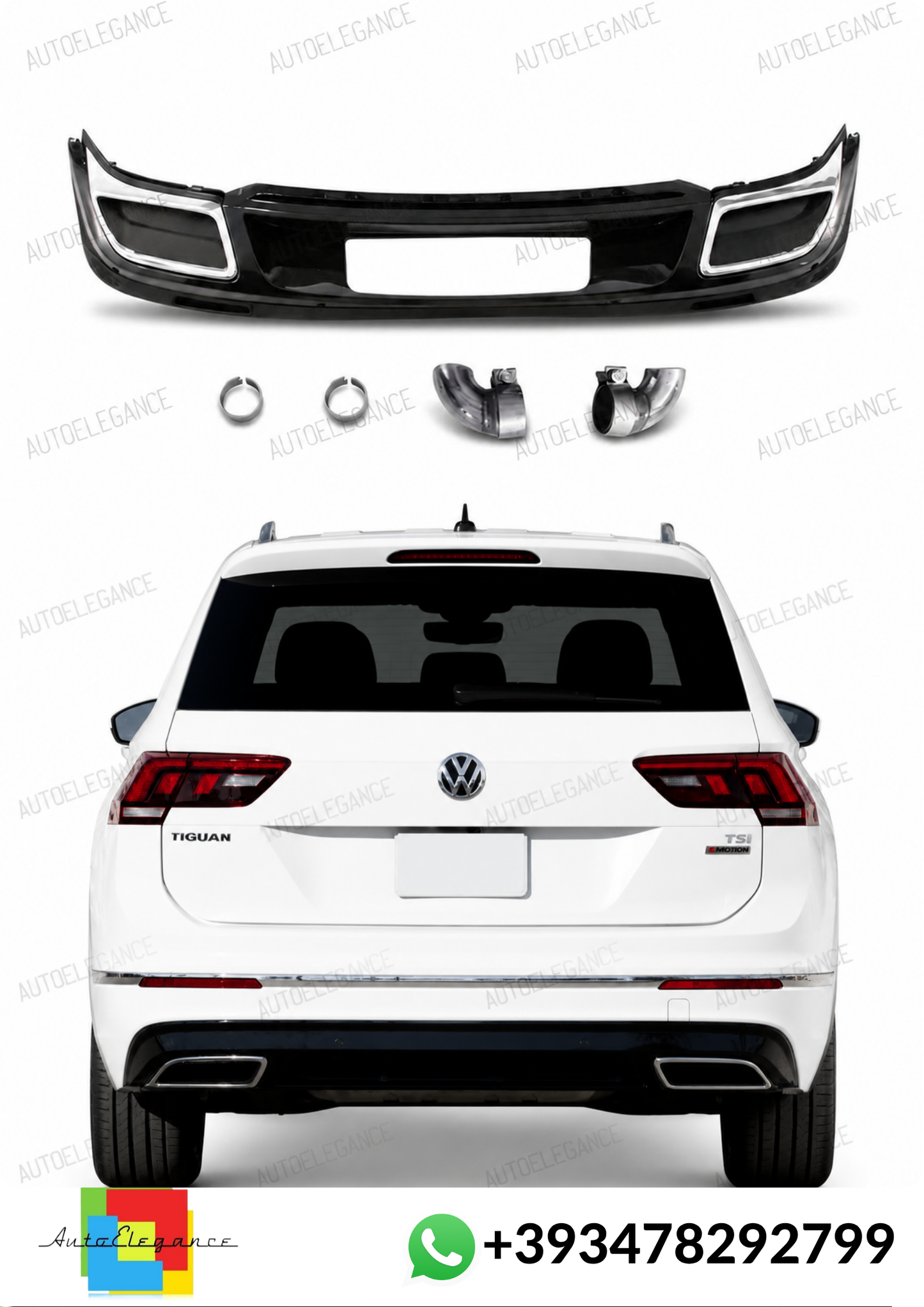 💕ART.10260 DIFFUSORI VW Tiguan MK2 (2016-2020) Black Silver💕