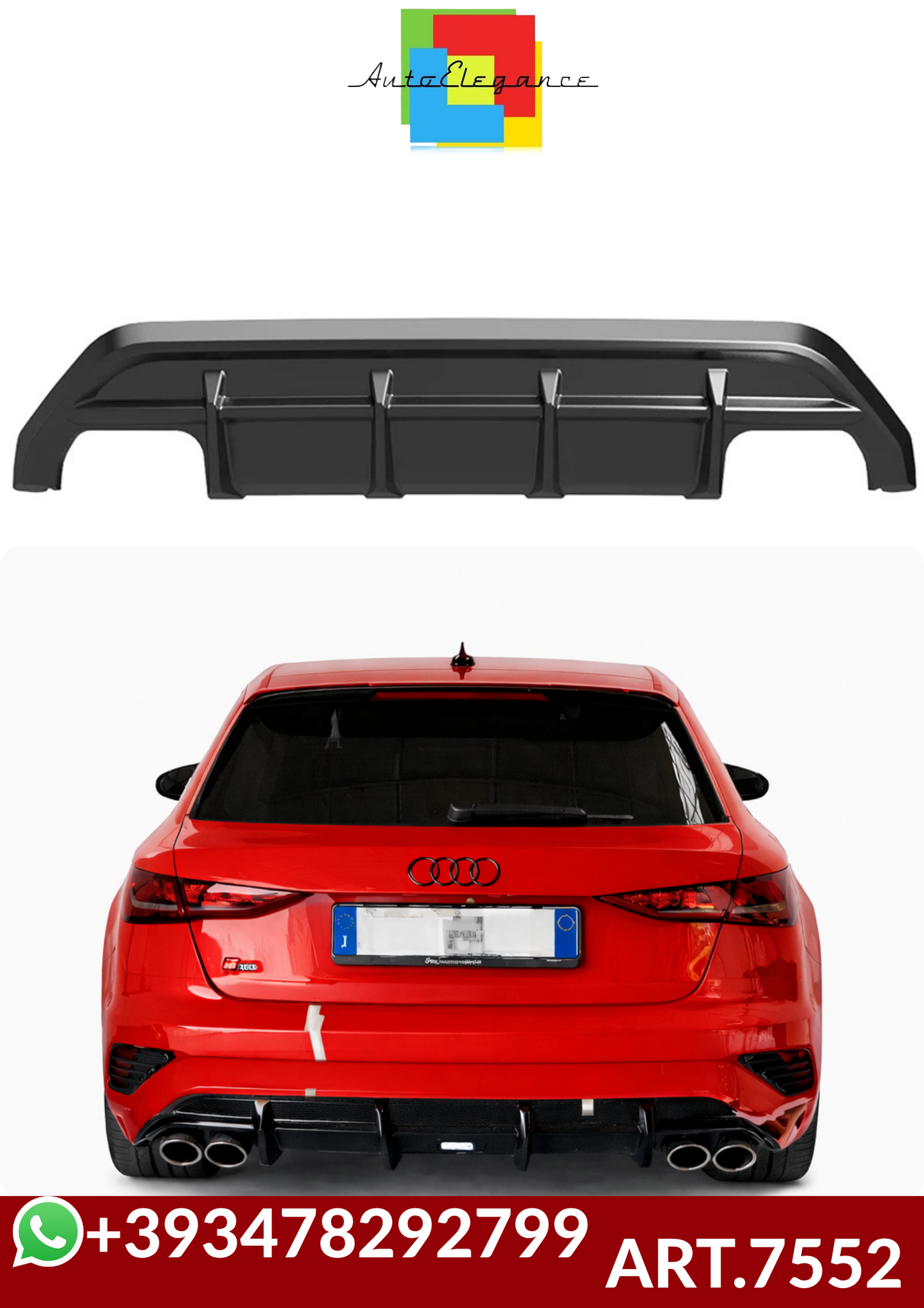 💕ART.7552   Diffusore AUDI A3 S-Line/S3 8Y (Sportback) Facelift 2025+💕