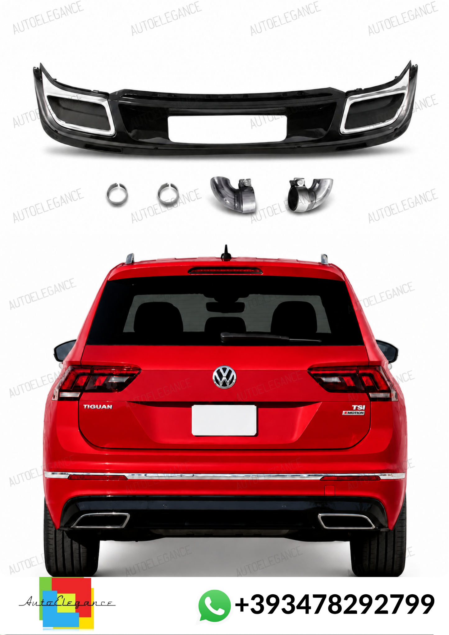 💕ART.10260 DIFFUSORI VW Tiguan MK2 (2016-2020) Black Silver💕