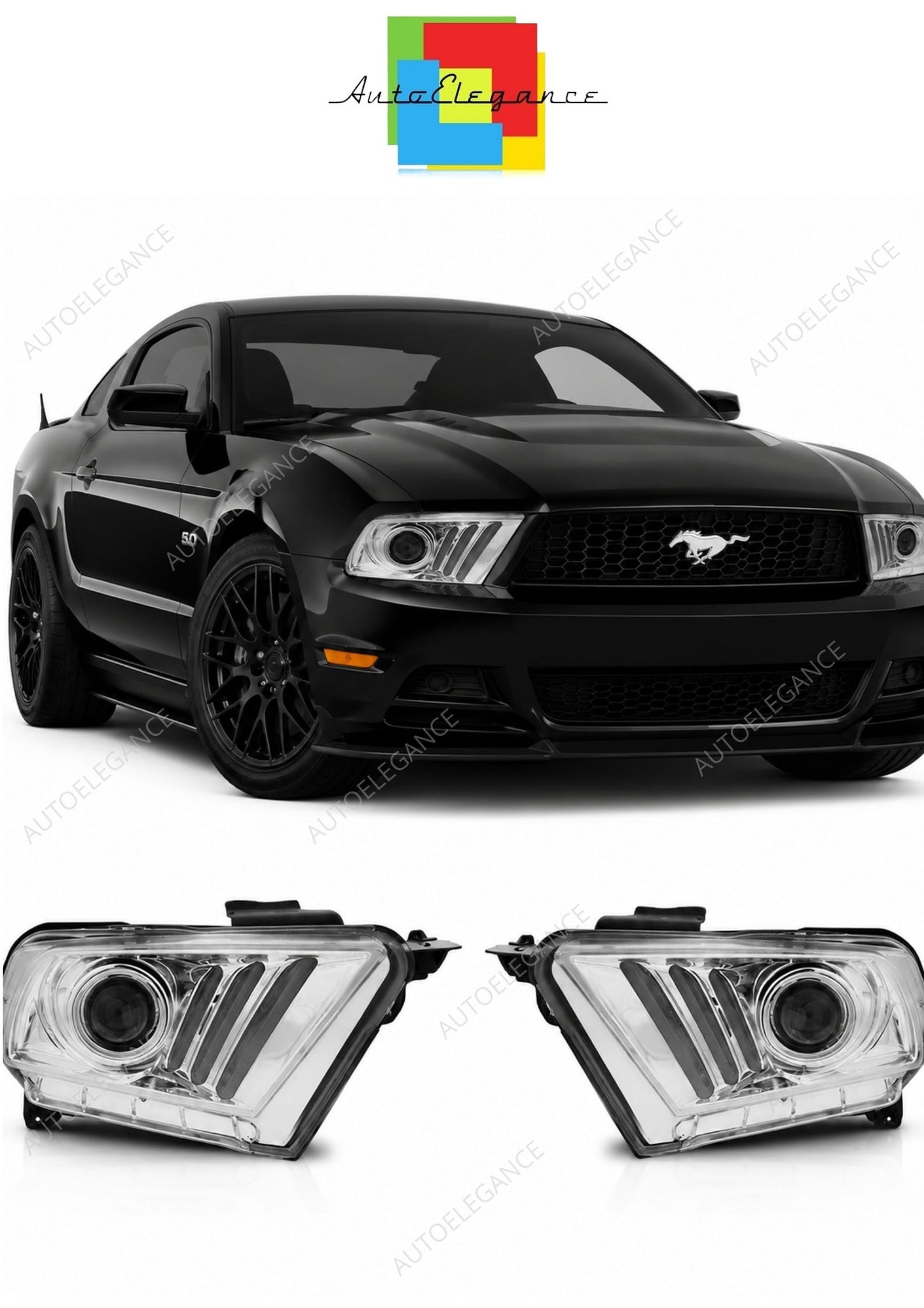 💕 Fari Anteriori Adatto per Ford Mustang V 10-13 LED Tube Cromati 💕
