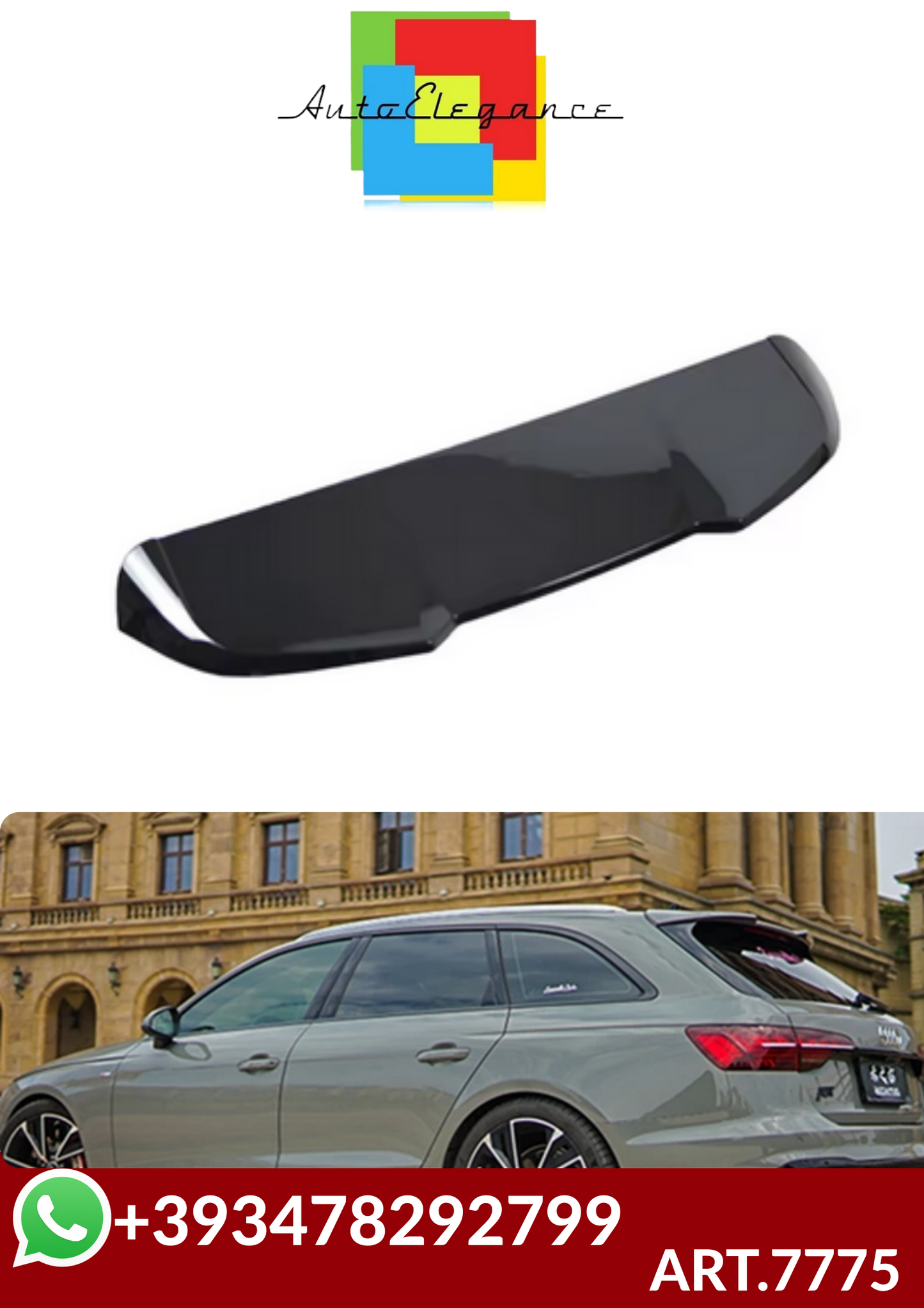 💕ART.7775  SPOILER  Audi A4 B9  2017-2022 NERO  LUCIDO 💕
