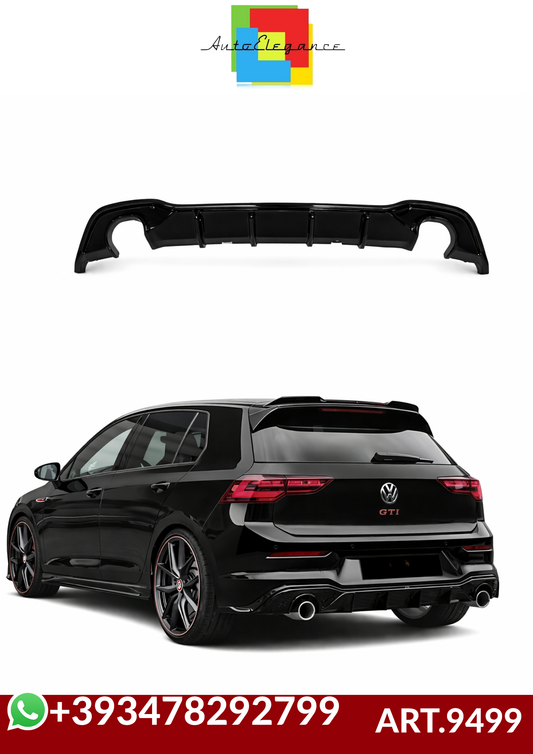 💕ART.9499 DIFFUSORE GOLF 8 8.5 LOOK GTI NERO LUCIDO 1+1 (SENZA TERMINALI)💕