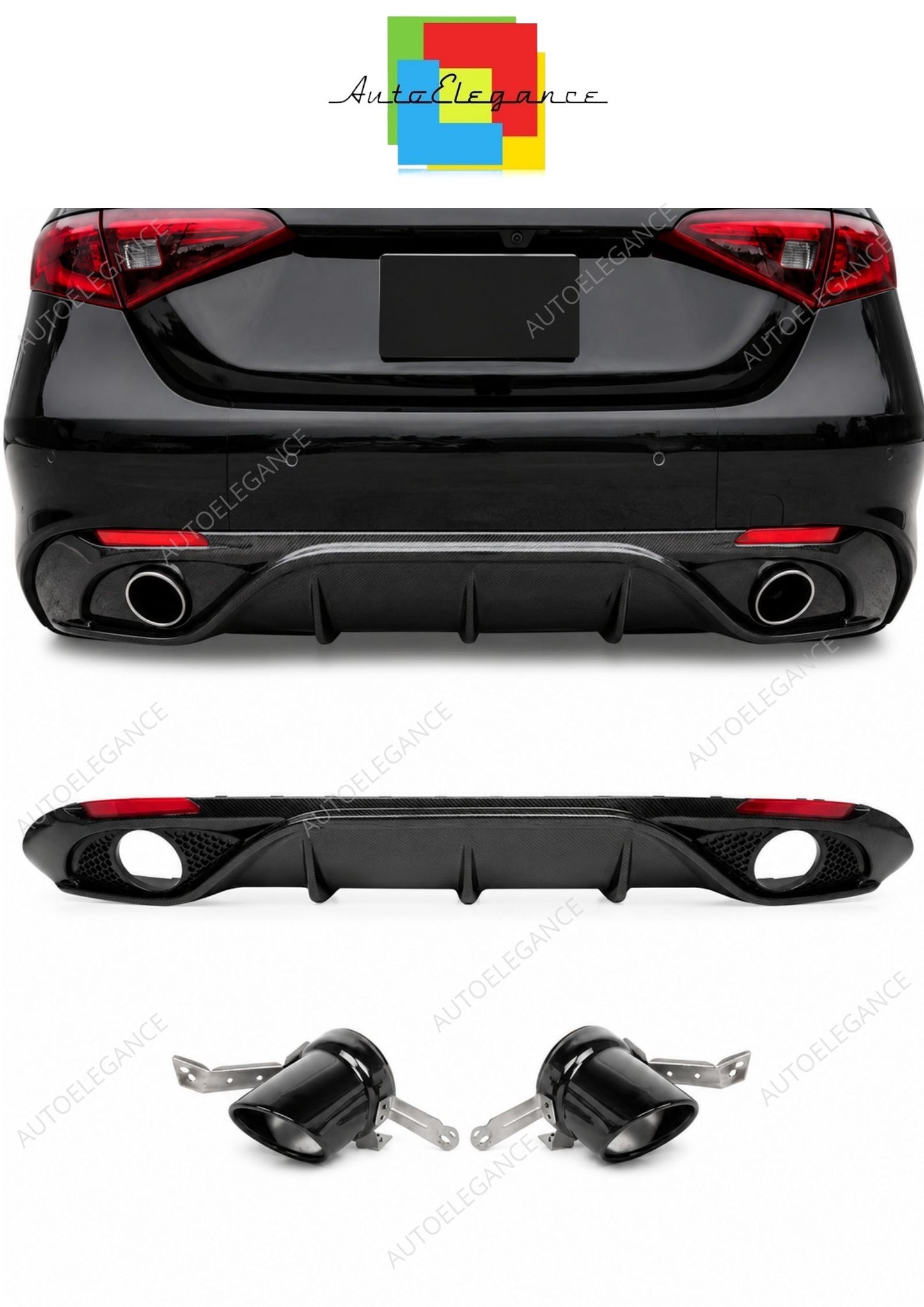 💕art.1197 Diffusore posteriore adatto per Alfa Romeo Giulia effetto Carbonio💕