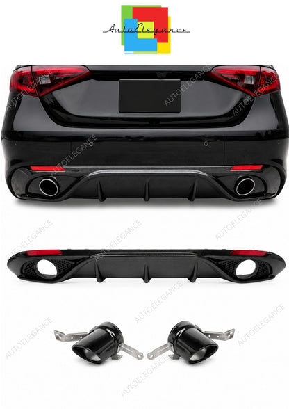💕art.1197 Diffusore posteriore adatto per Alfa Romeo Giulia effetto Carbonio💕