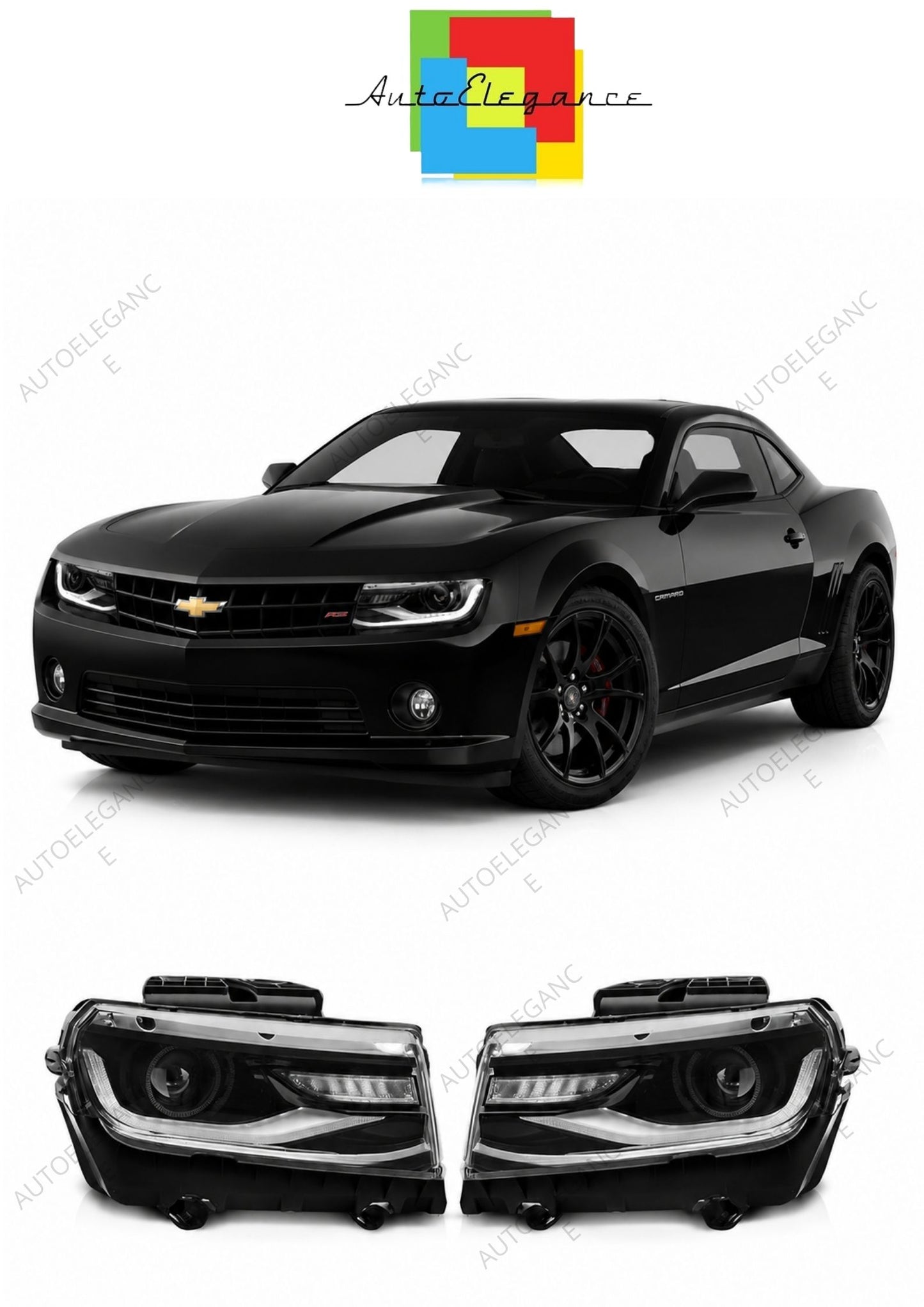 💕 Fari Anteriori Adatto per Chevrolet Camaro 2013-2015 Tube LED DRL Neri 💕