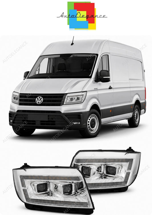 💕 Fari Anteriori Adatto per VW Crafter II 17- Tube Light Chrome DRL Seq 💕