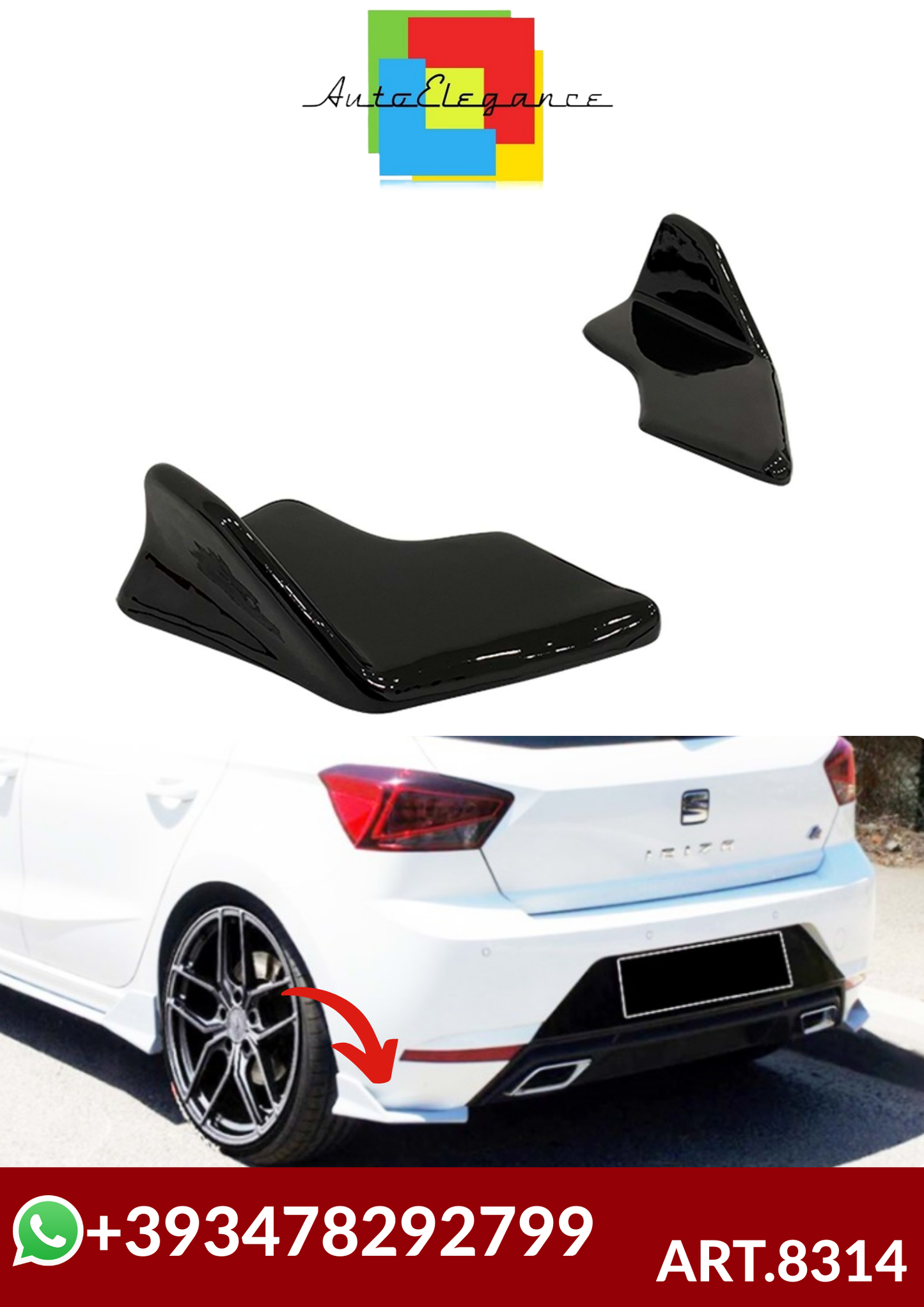 💕ART.8314 SEAT IBIZA Mk5  Flaps Piano Black Vacuum Plastic / 2017 - up💕