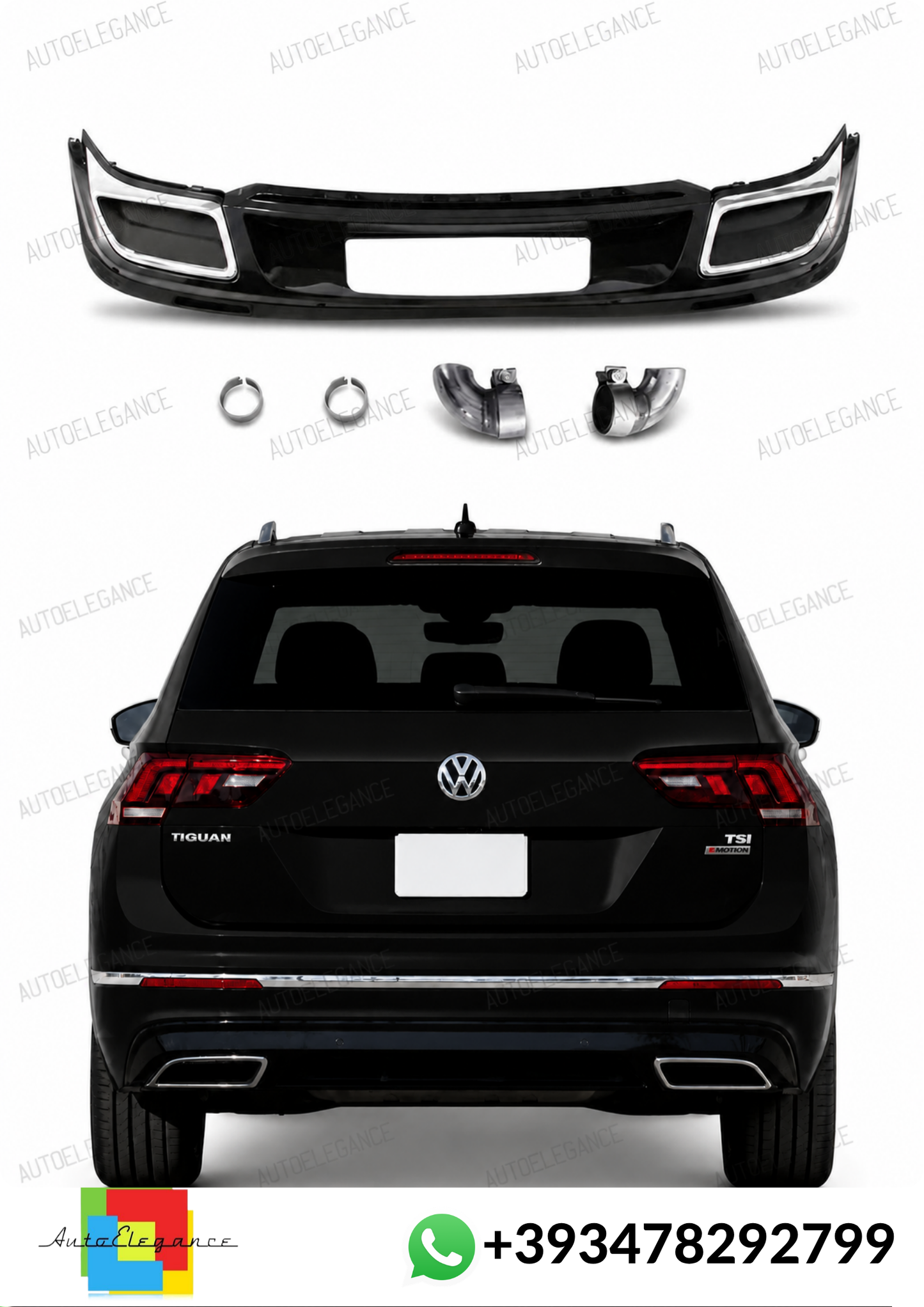 💕ART.10260 DIFFUSORI VW Tiguan MK2 (2016-2020) Black Silver💕