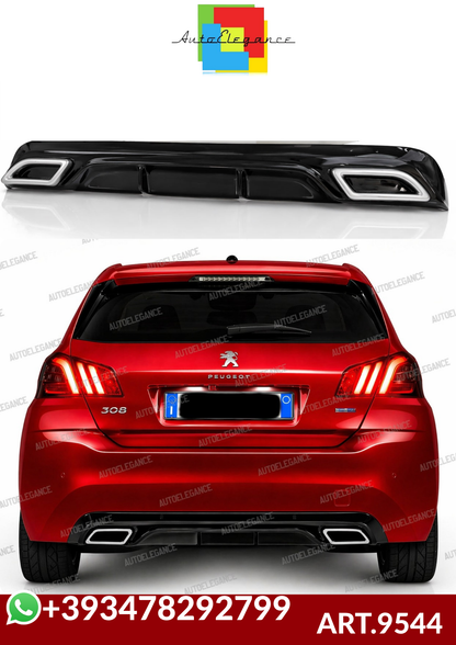 💕ART.9544 DIFFUSORE PEUGEOT 308 II 5 PORTE 13-21 LOOK  NERO LUCIDO TERMINAL💕