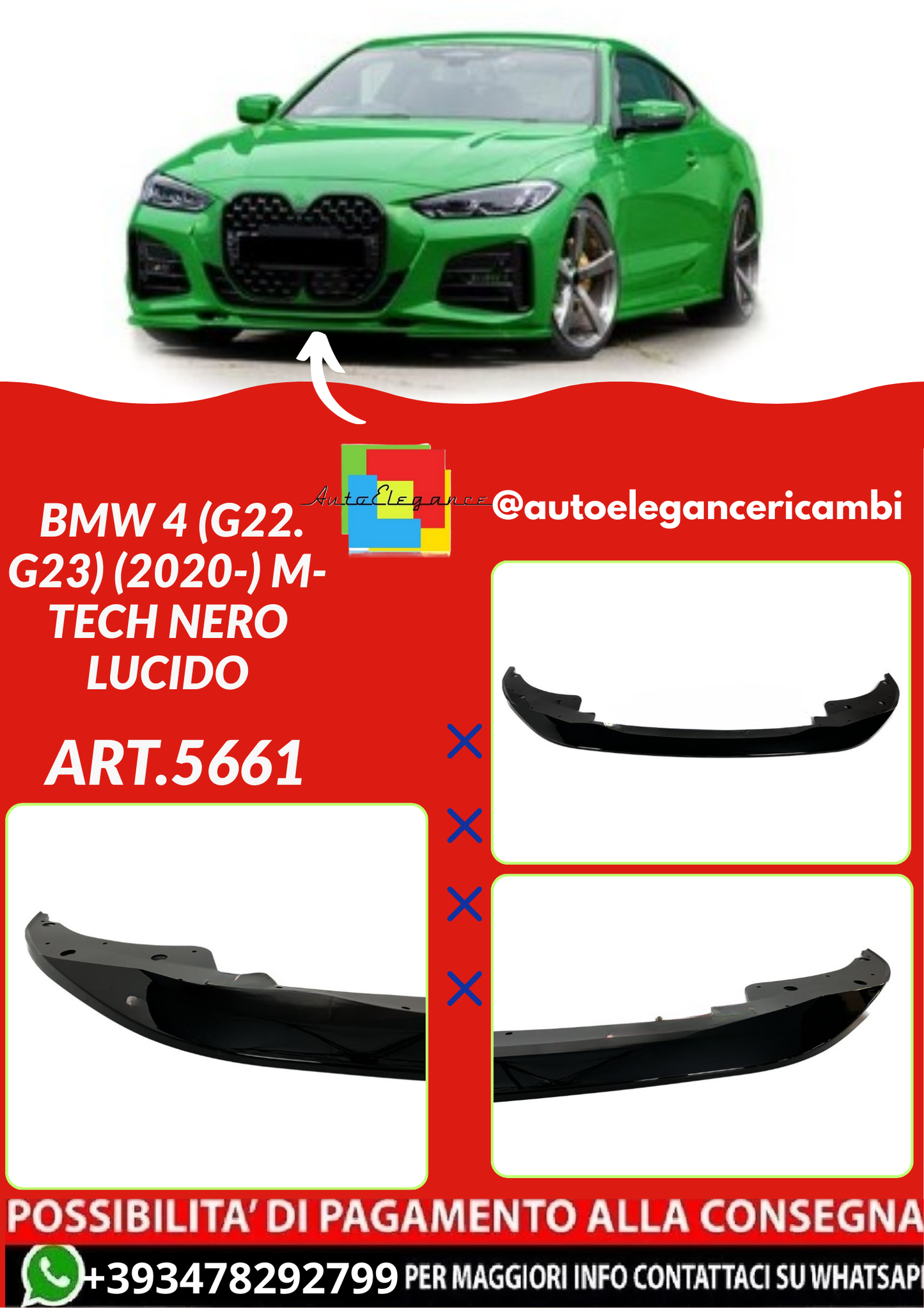 ART.5661 SPLITTER BMW 4 (G22. G23) (2020-) M-Tech NERO  LUCIDO