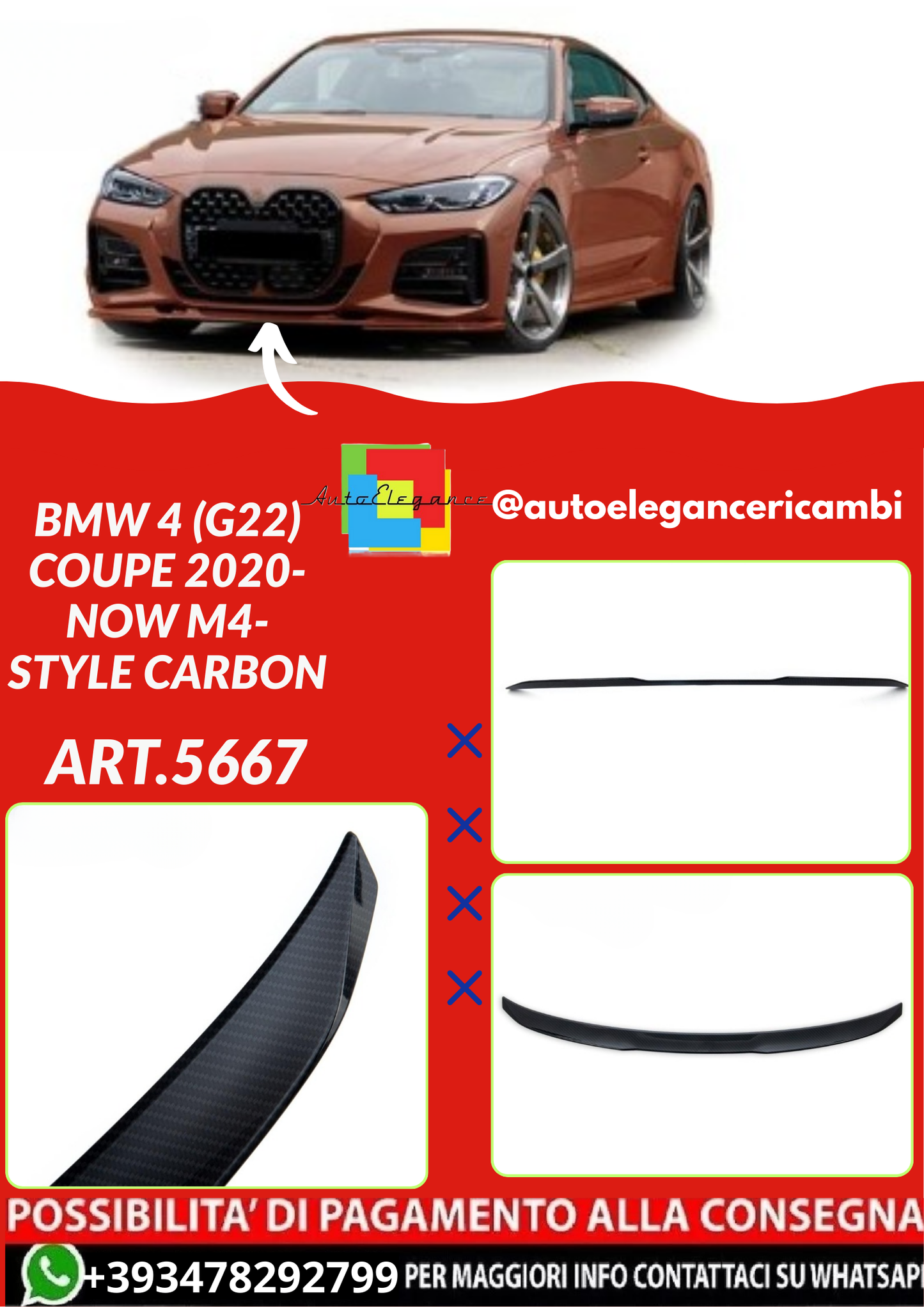 ART.5667 SPLITTER BMW 4 (G22) Coupe 2020-now M4-Style CARBON